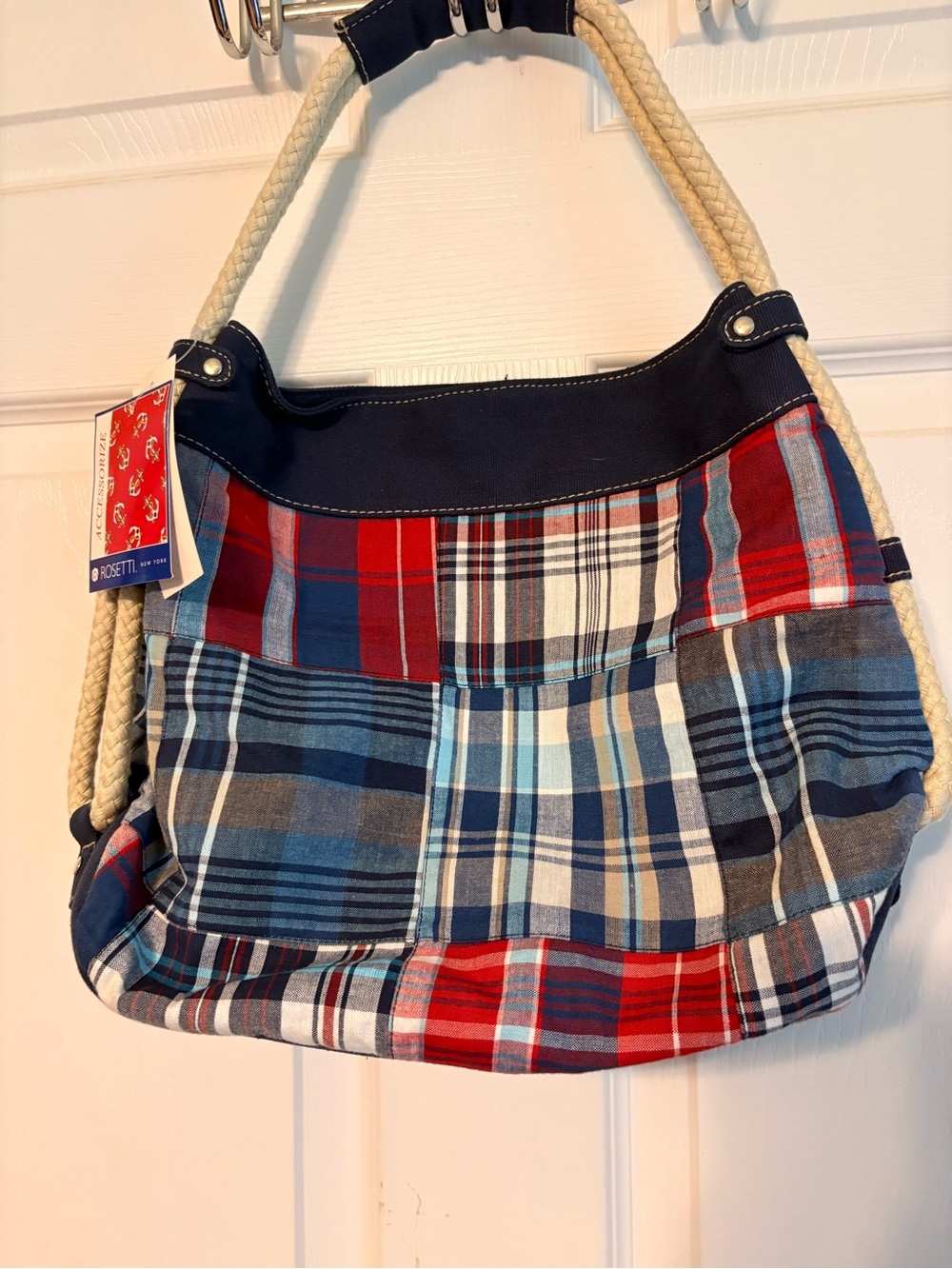 Rosetti Plaid Rope-Handle Tote - Picture 2 of 3